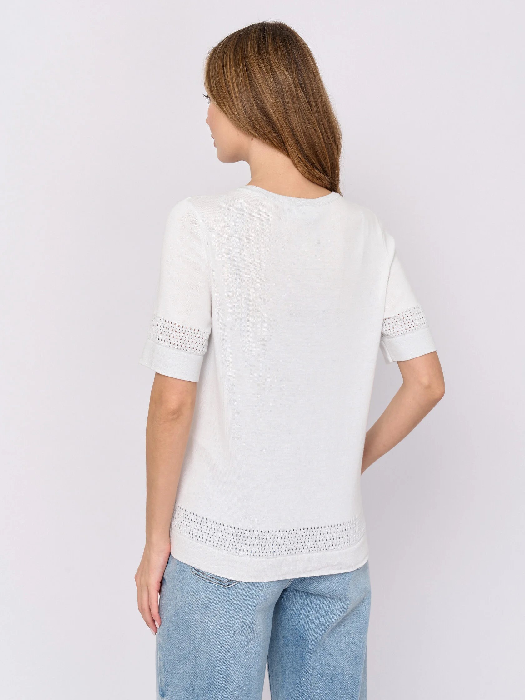 ДЖЕМПЕР FRANCO VELLO с ажурной вставкой и фактурной вязкой