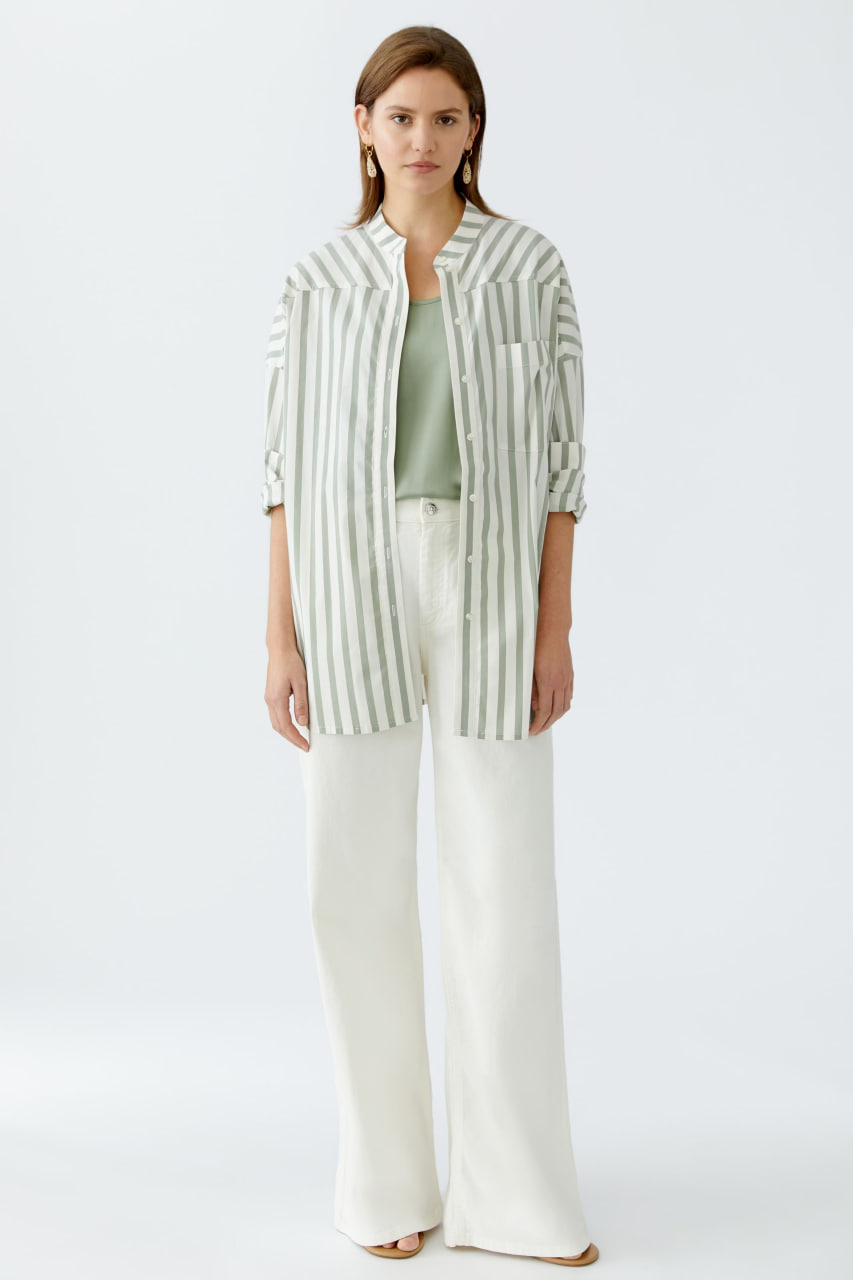 БЛУЗКА OUI свободный силуэт с удлинённой спинкой из мягкой хлопковой ткани